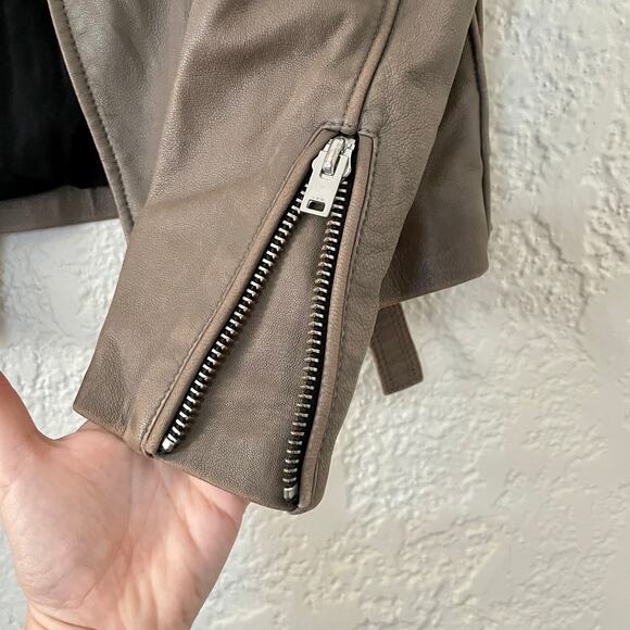 IRO Tara Leather Moto Motorcycle Biker Jacket Brown sz 40 US 6 8 - Picture 7 of 12